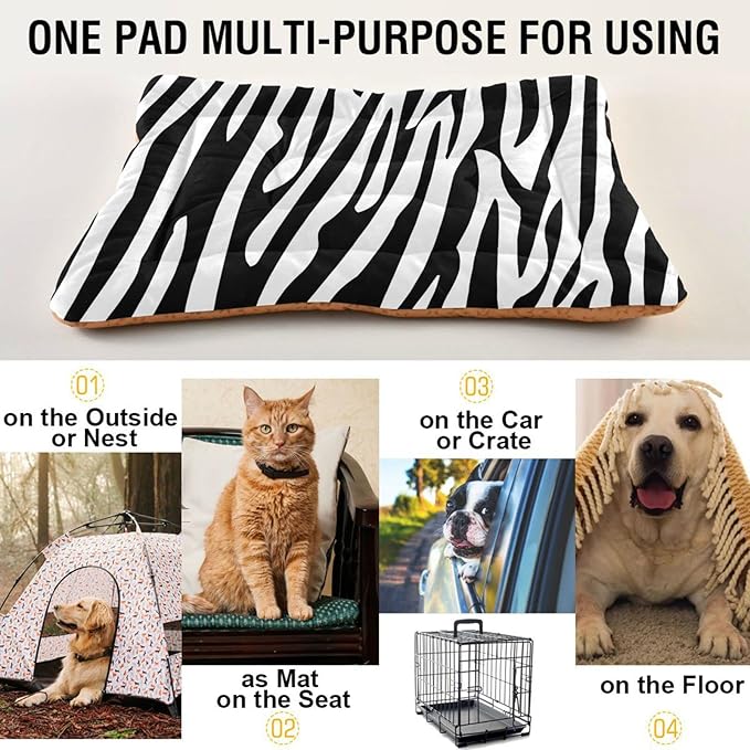 Pet Bed Zebra Stripes Dog Bed Mat Absorbing Non Slip Pad Pet Sleeping Mat for Small, Medium, and Large Dogs Puppy Cat 36 in x 24 in