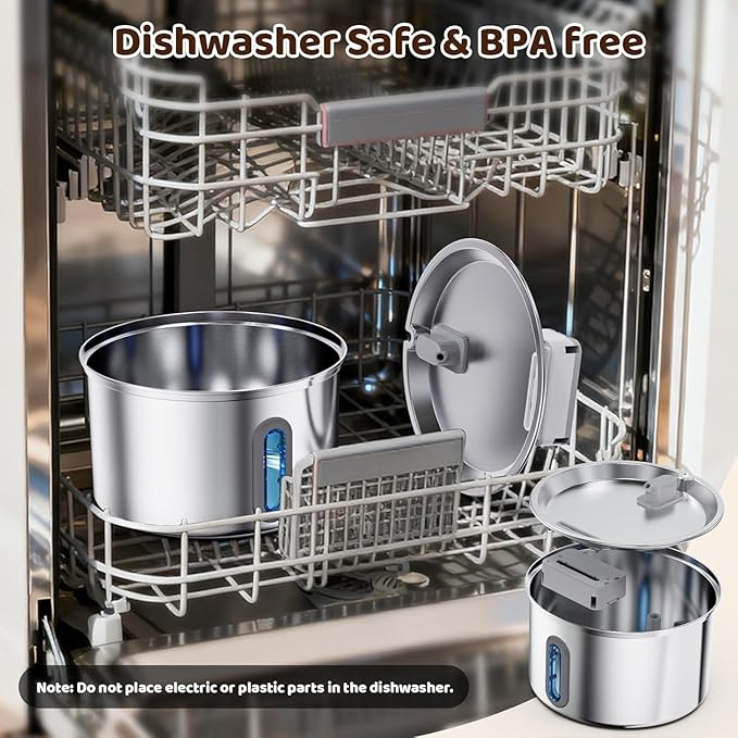 Cat Water Fountain Stainless Steel, 3.2L Cat Fountains for Drinking with Smart Quiet Pump and Water Level Window, Easy-to-Clean Automatic Pet Water Dispenser (3.2L Fountain with 12 Filters)