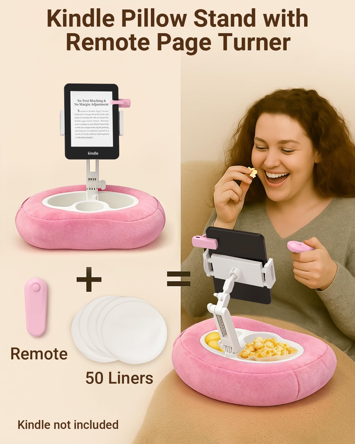 Pillow Stand & Remote Page Turner for Bed, Compatible with Kindle