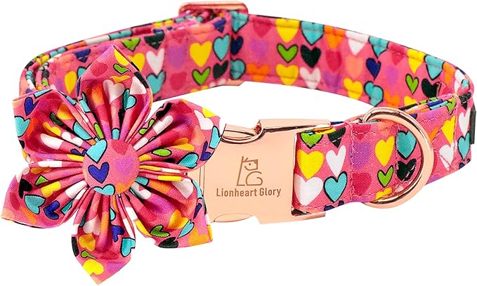 Lionheart glory Easter Dog Collar with Flower Carrot Print Dog Collar Girl Soft Durable Adjustable Collar Flower Spring Collar Dog Bow for Medium Dogs