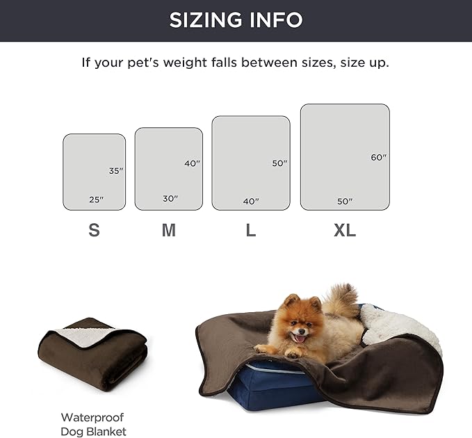 Bedsure Waterproof Dog Blankets for Extra Large Dogs - XL Cat Blanket Washable for Couch Protection, Sherpa Fleece Puppy Blanket, Soft Plush Reversible Throw Furniture Protector, 50x60, Coffee Brown