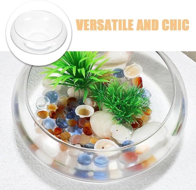 Milisten Glass Vase Bowl, Wide Mouth Flower Vase Round Terrarium Glass Hydroponic Planter Floral Container Clear Fish Bowl Succulents Pot Table Centerpiece 18cm