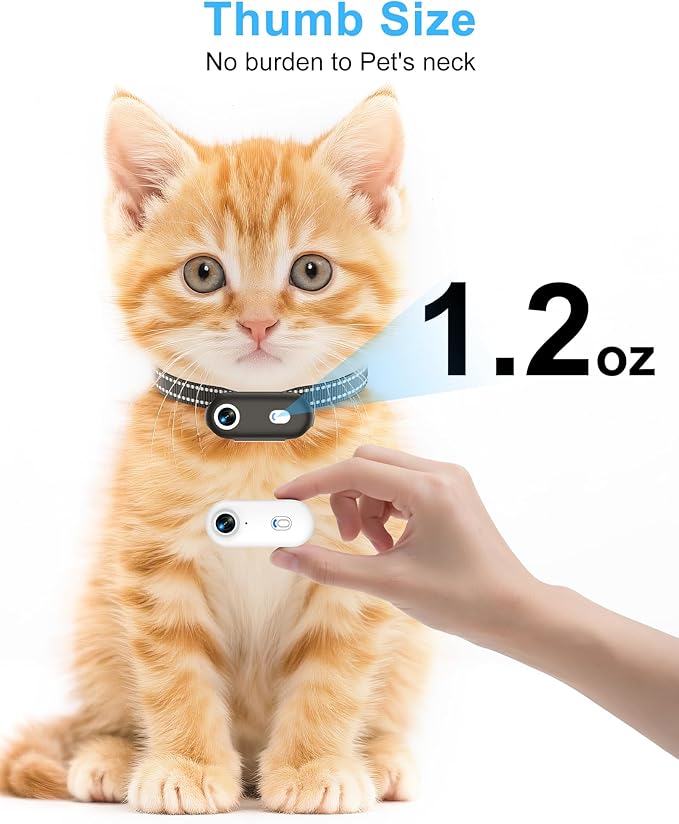Cat Camera Collar with Phone APP, 1080P HD Video Recording Pet Camera Collar – Lightweight Pet POV Cam for Curious Cats & Adventurous Pups