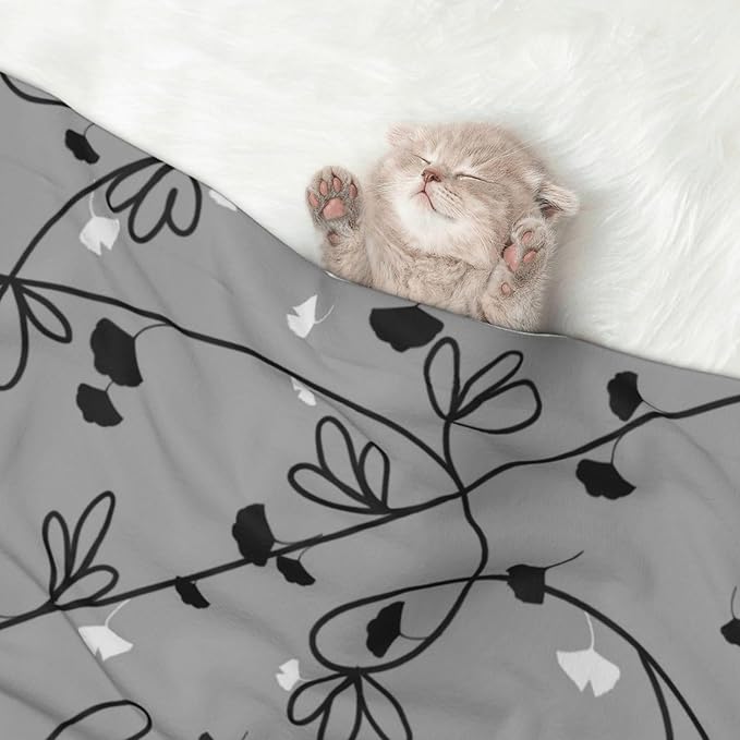 Floral Throw Blanket - Ginkgo Leaf Vine Blanket for Dog Cat Pet Blankets 23x16 for Couch Sofa Bed