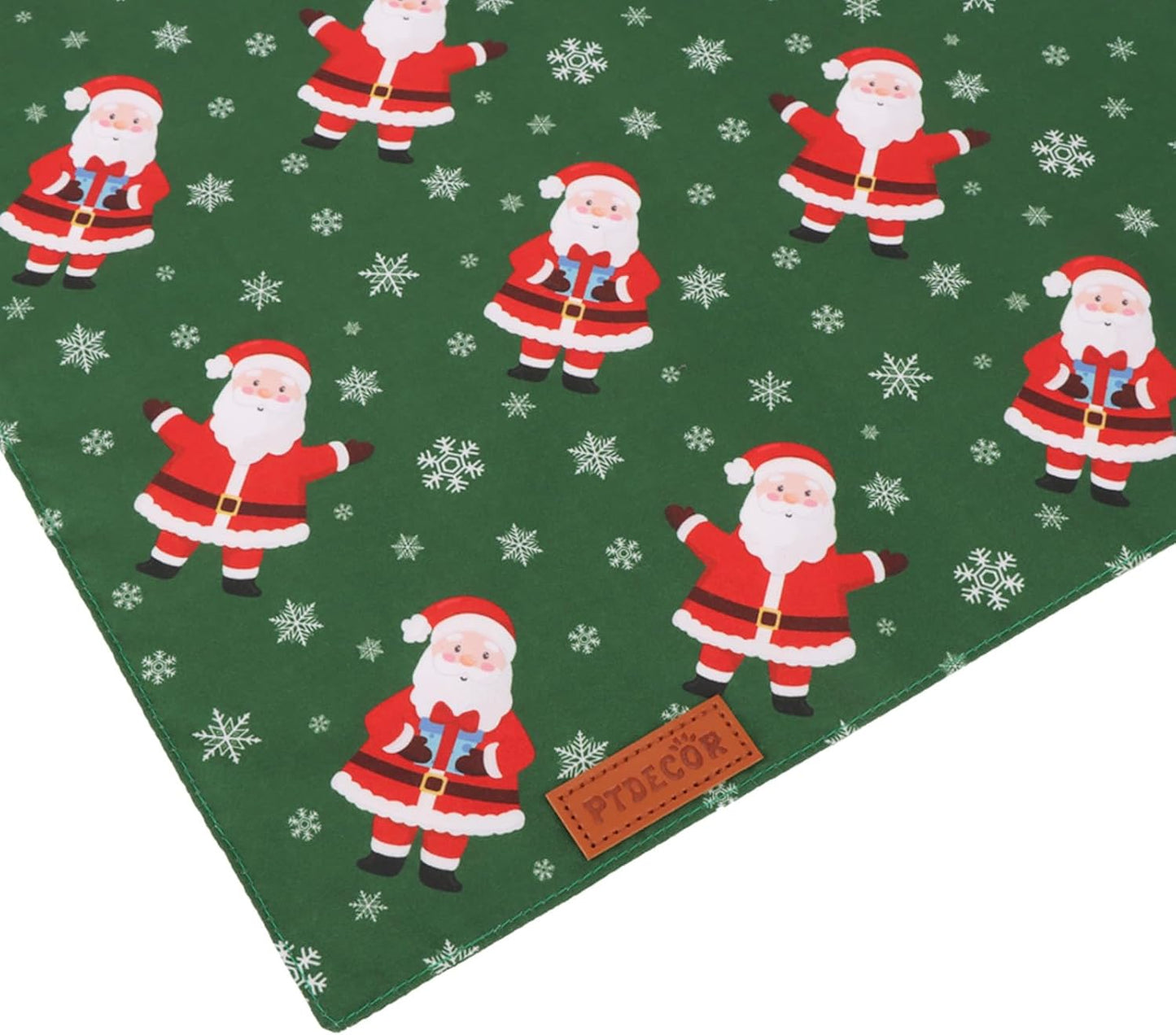 PTDECOR Christmas Dog Bandana, Xmas HOHO Santa Design Reversible Holiday Dog Scarf, Triangle Christmas Bandanas for Medium Large Pets (Large)