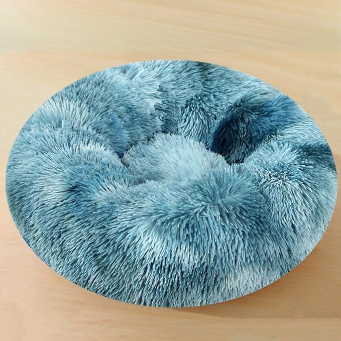 Large Calming Dog Bed, 40 Inch Anti-Anxiety Donut Dog Cuddler Cat Bed, Warming Cozy Soft Dogs Round Bed, Fluffy Faux Fur Machine Washable Pet Cushion for Medium Large Dogs & Cats