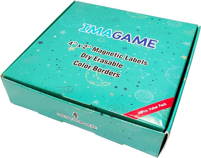 48 Pack Magnetic Dry Erase Labels - Magnetic Blank Cards with Color Borders, Reusable Name Tags - Dry Erase Labels for Home, Office, Classroom - 2 x 4 Inches