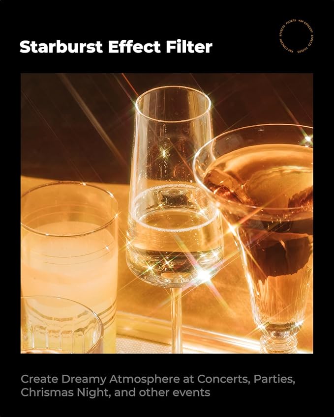 K&F CONCEPT 77mm Variable Star Filter Cross Screen Starburst Filter 4, 8 Points