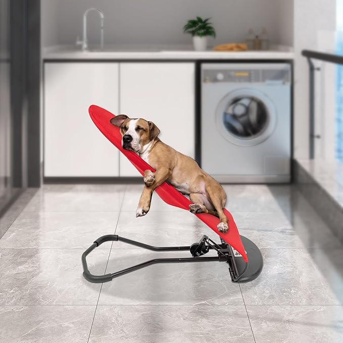 Pet Rocking Chair, Portable Foldable Pet Rocker Bed with 3-Level Height Adjustment, Pet Hammock for Small Dogs & Cats up to 33lbs, Breathable Mesh Hanging Bed with Safety Buckle (Red)