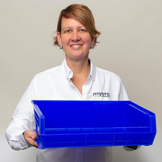 Akro-Mils 30255 AkroBins Plastic Storage Bins, Space-Saving Stackable Bins for Garage, Pantry, Craft Organization, 11-" x 16-" x 5-", Clear, 6-Pack