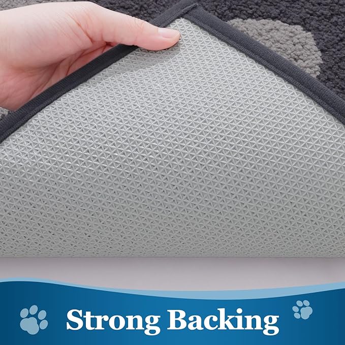 Buganda Dog Door Mat for Muddy Paws, Absorbent Dirt Trapper Washable Indoor Doormats, Non Slip Low-Profile Mud Mat for Dogs, Front Entrance Doormat for Inside Floor (40x32 Inches, Dark Grey)
