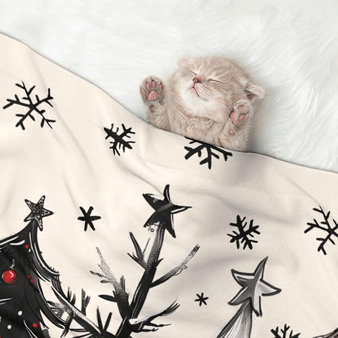 Winter Blanket for Dog Cat - Snowflake Throw Blanket 23 x 16 mas Tree Pet Blanket for Couch Sofa Bed