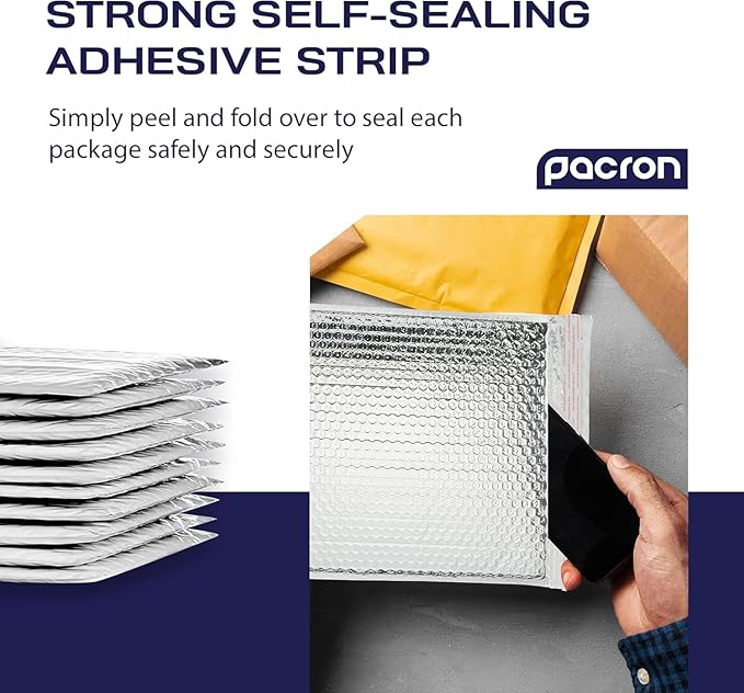 500-Pack Insulated Silver Thermal Bubble Mailers 15 x 17 - Waterproof Metallic Foil Self-Sealing Padded Envelopes for Cold Shipping, Perishables, Food, Cosmetics, Pharmaceuticals