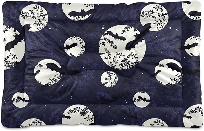 Halloween Bat Moon Pet Bed Cute Dog Bed Mat Absorbing Non Slip Pad Pet Sleeping Mat for Small, Medium, and Large Dogs Puppy Cat 24 in x 18 in
