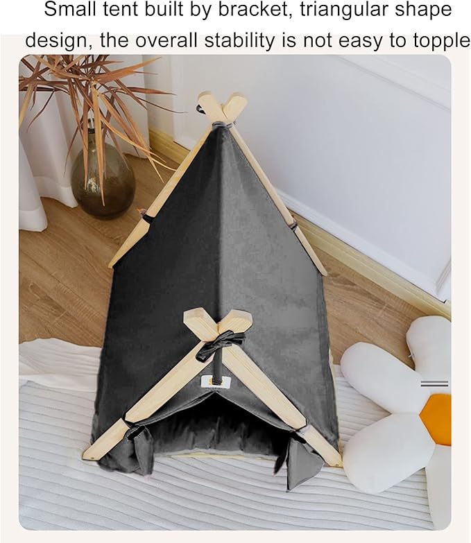 Pet Teepee Tent, Soft Large Space Portable Universal Pet Tent Bed, Cat Sleeping Bed, Cat Nest, Pet Mat beds Furniture, Pet Bed for Dogs Cats Resting Playing(Grey)