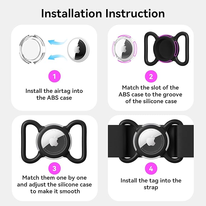Waterproof Airtag Holder for Dog Collar, Soft Full-Body Protective Airtag Holder for Dog & Cat Collars, Ultra-Durable, Easy Installation, Lightweight Clear Airtag Case (White, Large)