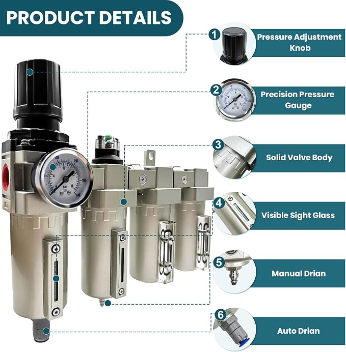 Upgraded 3/4" NPT Heavy Duty Industrial Grade 4 Stage Air Drying System