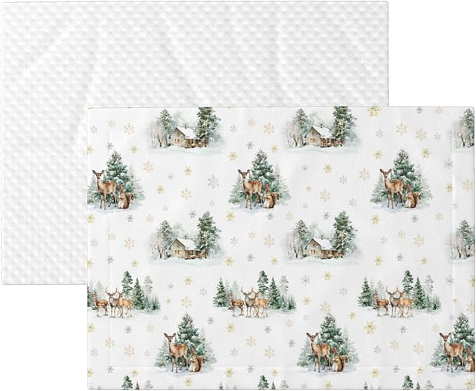 Cabin Blanket for Dogs Cats - Winter Throw Blanket 30x20 Moose Snowflake Pet Couch Blankets for Puppy