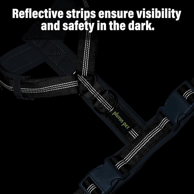 Plutus Pet No Pull Dog Harness, Adjustable Nylon Harness with Soft Padding, Reflective and Heavy Duty Dog Harness for Small, Medium, Large Dogs(Chocolate, XL)