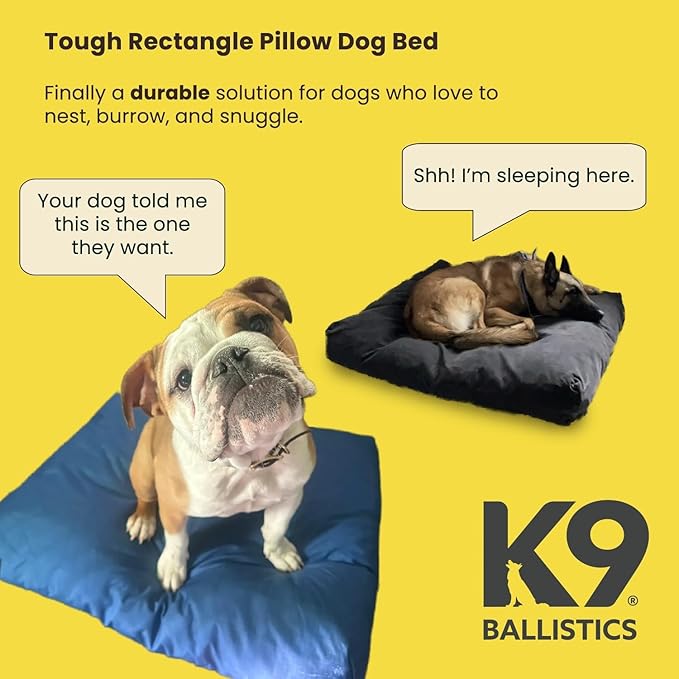K9 Ballistics Tough Rectangle Pillow Dog Bed - Removable Cover, Washable, Durable & Water Resistant Dog Bed - XX-Large, Titanium Premium Finish