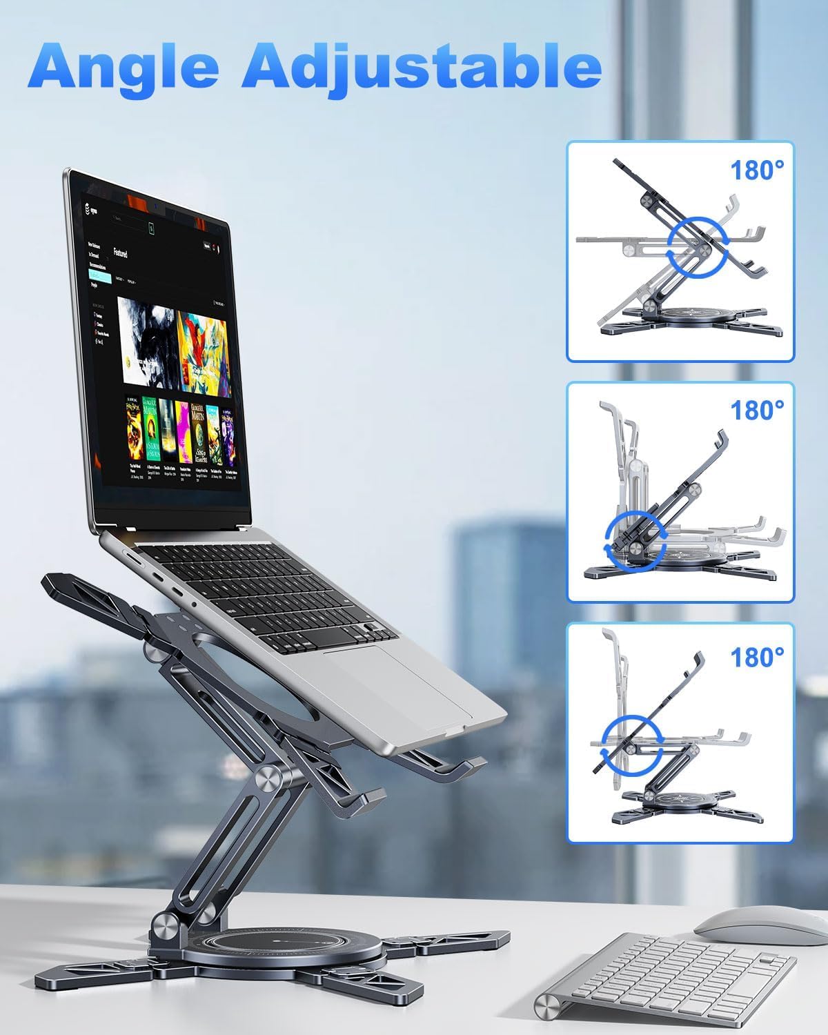 Laptop Stand for Desk,360°Rotating Aluminum Ergonomic Computer Riser