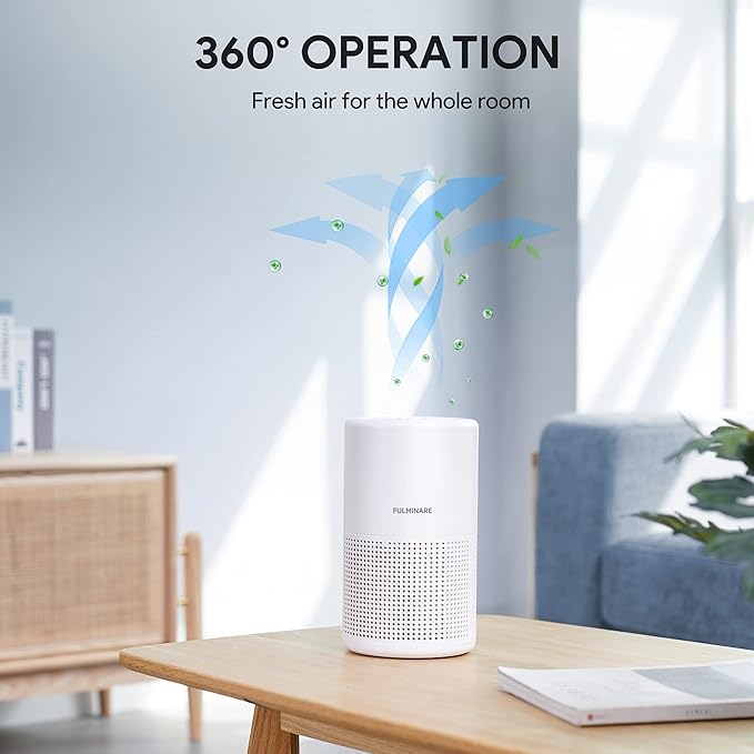 Air Purifiers for Bedroom, FULMINARE H13 True HEPA Air Filter, Quiet Air Cleaner With Night Light, Portable Small Air Purifier for Home, Office, Living Room