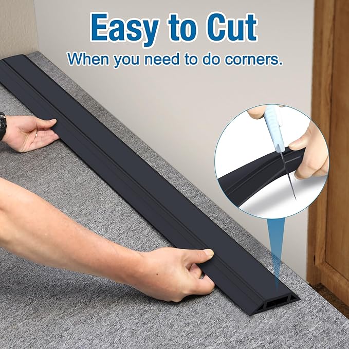 Eapele Floor Cord Cover 6.5ft Cord Covers for Wires on Floor, Heavy Duty Extension Cord Cover, Rubber Floor Cable Cover, Prevent Trip Hazard for Sidewalk Home Office Outdoor or Indoor Settings (Grey)