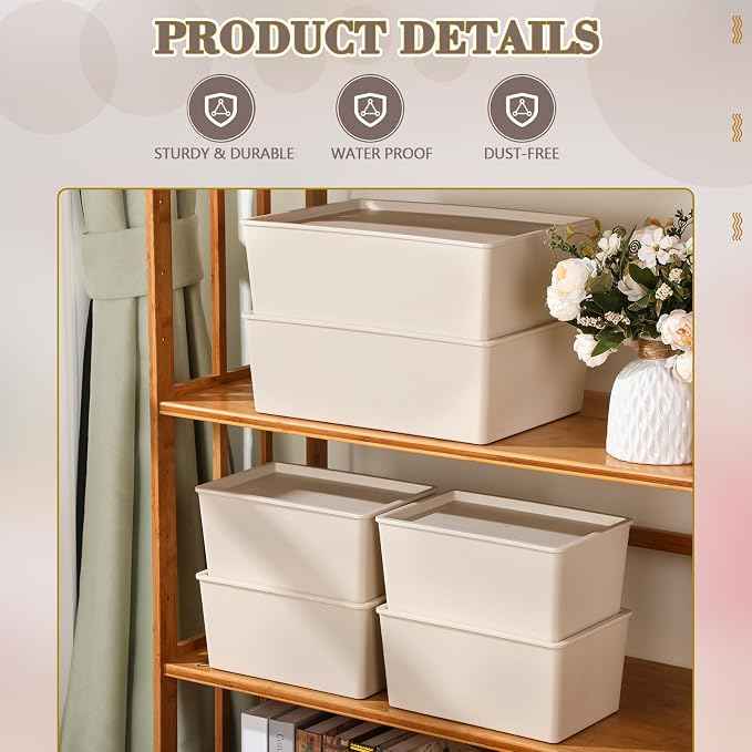 Menkxi 6 Pcs Large and Small Plastic Storage Bins