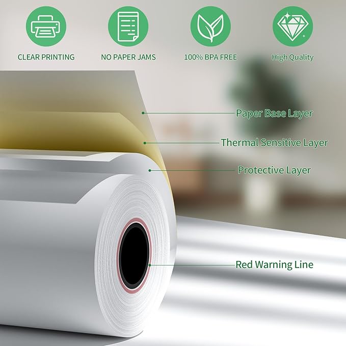 (10 Rolls) 3 1/8" x 230' Thermal Receipt Paper Rolls, Cash Register POS Thermal Paper, Credit Card Rolls Thermal 3 1/8 in x 230 ft.