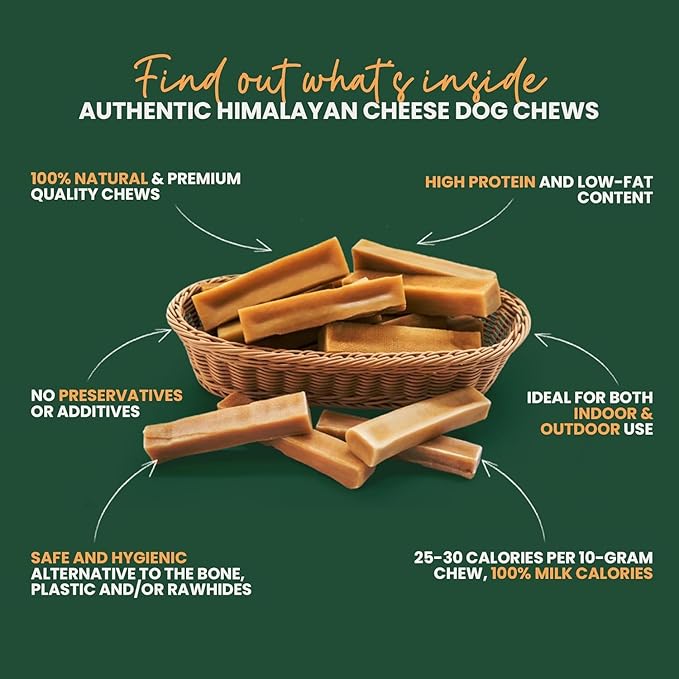 Authentic Himalayan Yak Cheese for Dogs - Large/XLarge (Pack of 4) - Sourced from Pristine Himalayan Foothill, Rawhide-Free, NO preservatives