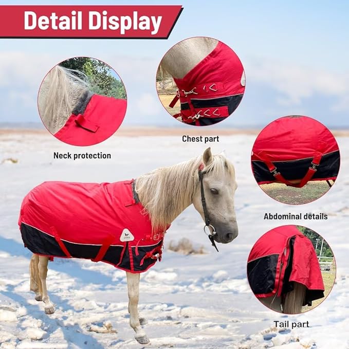 Mini Horse/Pony/Foal/Miniature1600 Denier Horse Turnout Blanket, Horse Care Sheet, Waterproof Breathable Horse Blanket (220g Fill)