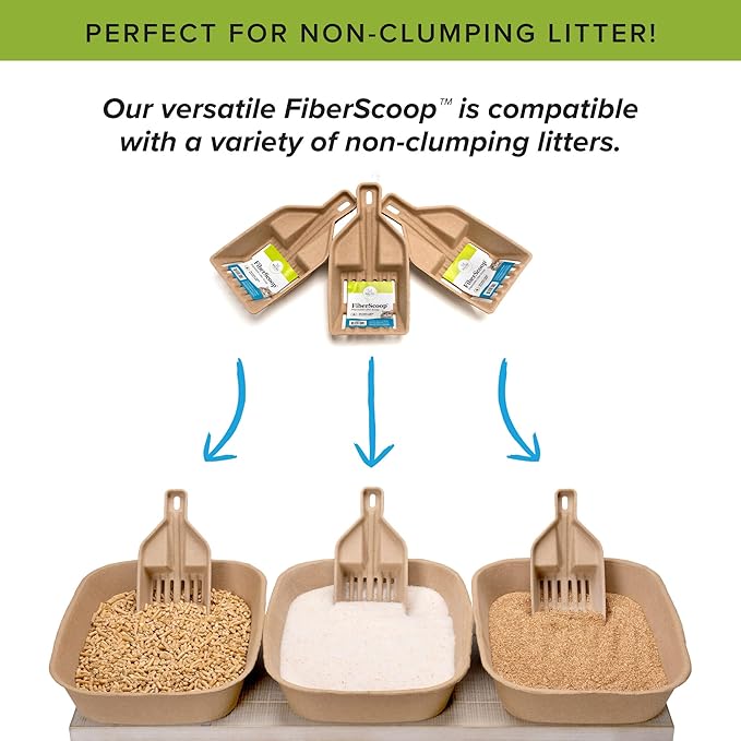 Kitty Sift FiberScoop Disposable Litter Scoop, Plastic-Free & Sustainable - Natural, One Size (Pack of 2)