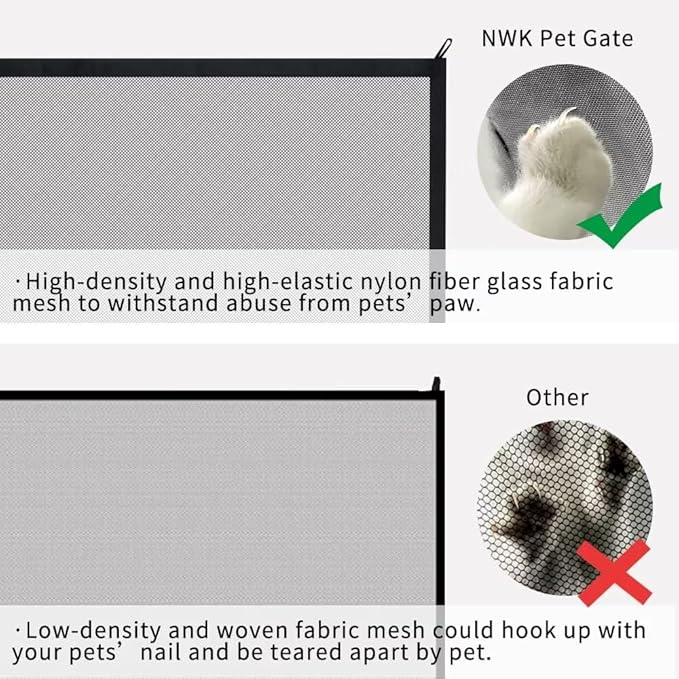 NWK Magic Dog Gate for Stairs Pet Gate for The House Providing a Safe Enclosure for Pets to Play and Rest, 6 Hooks Design (30'' X 43'')
