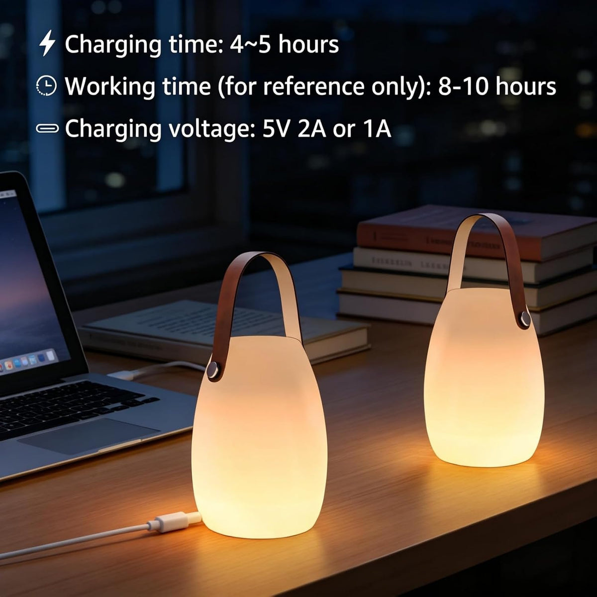 uuffoo 2 Pack Rechargeable Portable Table Lamp with Remote