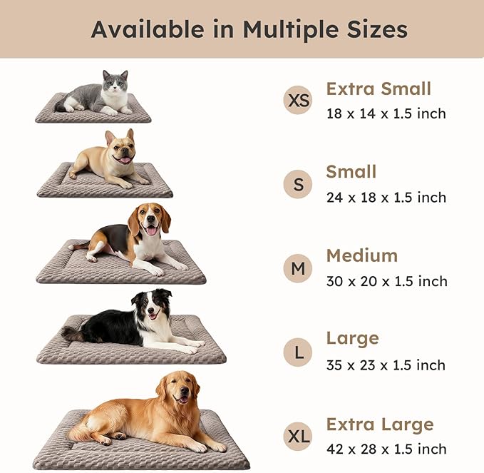 Dog Bed Mat, Dual-Sided Dog Crate Bed Mat - Ultra Soft & Machine Washable Kennel Pad for Medium Dogs, All-Season Comfort Pet Bed for Crates, Travel, and Home, Light Brown, 30 x 18 Inch