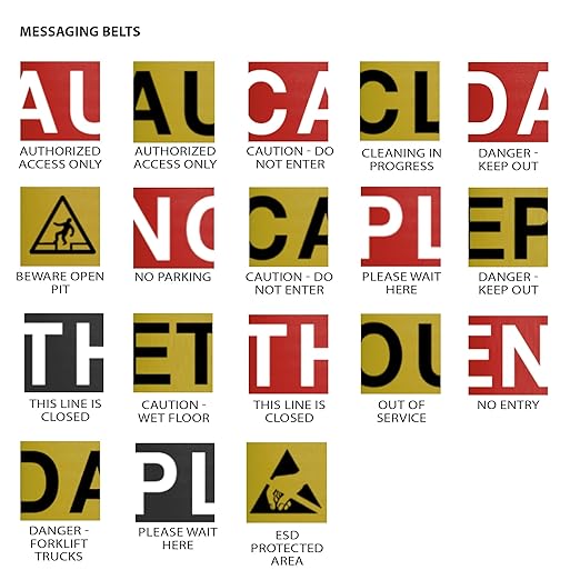 Montour Line MSR630D Set of 2 Retractable Belt Barrier Stanchion, Heavy-Duty Rubber Base, Red Post (11 ft Orange Dual Belt)