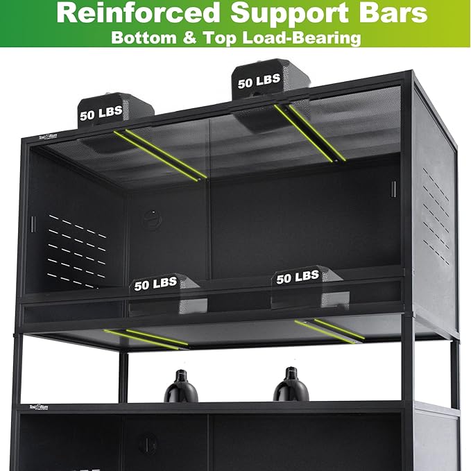 PVC Reptile Enclosure 48"x24"x24" Space Efficient Reptile Terrarium 120 Gallon Large Tank for Bearded Dragon Lizard Snake, Wide Breeding Vivarium Area with Sliding Glass Doors Combination Lock