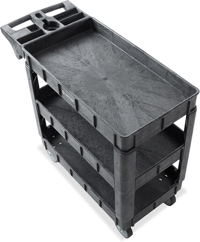 Dryser Utility Cart with Wheels, 40" x 17" Heavy Duty 550 lb. Capacity with Shelves - 3 Tier Rolling Cart with Four 5" Swivel Casters for Warehouse, Garage, Cleaning