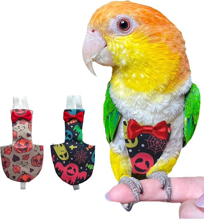 UKJENT Bird Diaper Protective Parrot Nappy - 2 Pack, Reusable Flight Suit with Waterproof Inner Layer, Washable Cute Urine Wet Suit for Cockatiel Monk Parakeet Sun Parakeet Lory(S)