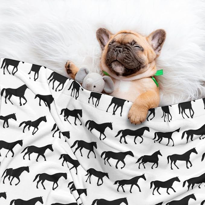 Dog and Cat Blanket in One, Abstract Horse, Double Sided Plush Throw with Raised Dot Pattern on One Side and Flat Velvet on Other for Variety