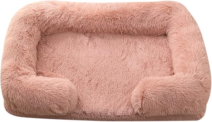 Dog Beds Large Sized dog Orthopedic, Sofa Dog Bed with Waterproof Lining and Nonskid Bottom, Rectangle Washable Dog Bed for Medium Small Dogs and Cats Comfortable ( Color : Pink1 , Size : 17 x 15" )