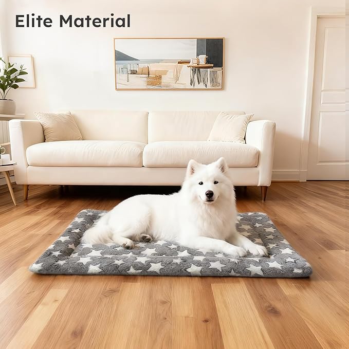 Dog Bed Mat, Dual-Sided Dog Crate Bed Mat - Ultra Soft & Machine Washable Kennel Pad for Cats and Extra Small Dogs, All-Season Comfort Pet Bed for Crates, Travel, and Home, Star Gray, 18 x 14 Inch