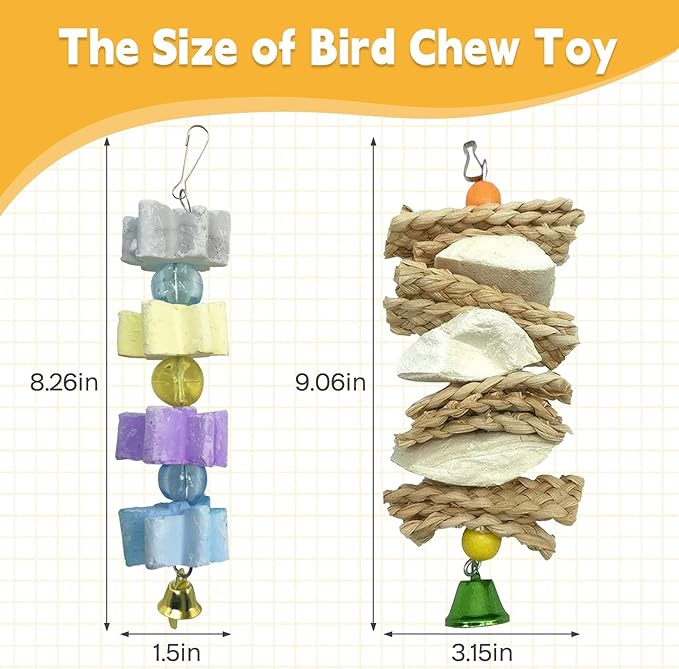 kathson 3 PCS Bird Toys, Parrot Toys, Parakeet Cuttlebone Beak Stone Mineral Lava Blocks Trimming Chew Toys for Conures Cockatiels Parrots Budgies and African Gray