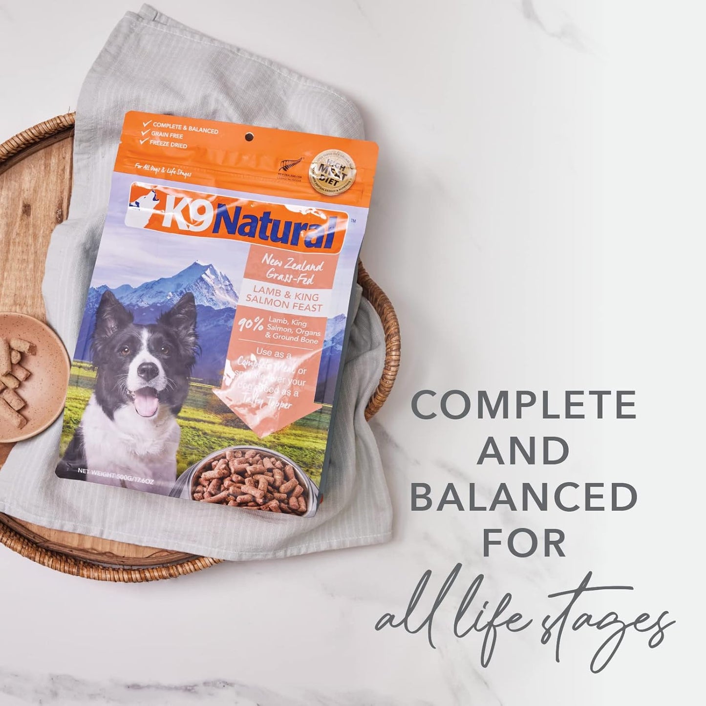 K9 Natural - Grain Free Freeze Dried Dog Food Topper - Lamb & Salmon, 3.5oz