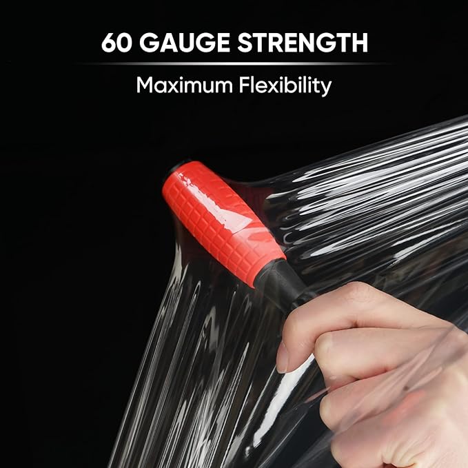 TICONN Stretch Wrap Stretch Film Roll, 1000ft Industrial Strength 15 inch Wide Clear Plastic Wrap with Handles for Pallet Wrapping Shipping Moving