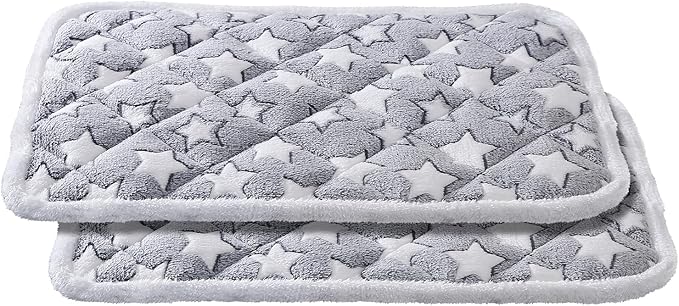 Soft Reversible Dog Crate Mat 2Pcs, Cat Mat - 24x16 Inch, Short Plush Pet Mat, 0.6-inch Thick Thin Dog Mat, Dog Bed Mat for Small Dogs, Machine Washable Ideal for 24-Inch Dog Crates