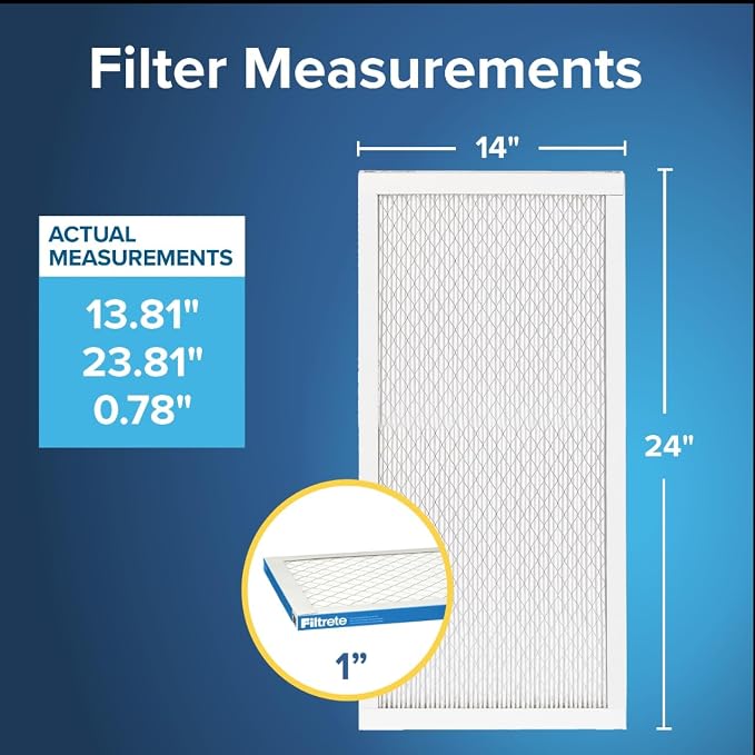 Filtrete 14x24x1 AC Furnace Air Filter, MERV 13, MPR 1900, Premium Allergen