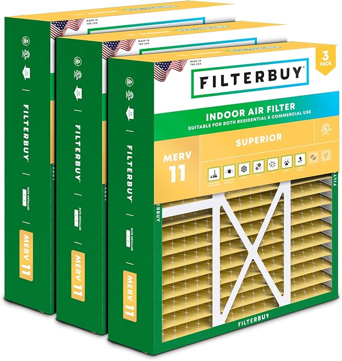 Filterbuy 22x24x5 Air Filter MERV 11 Superior Pet & Allergy Defense,