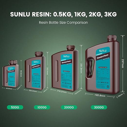 SUNLU 3D Printer Resin 3kg, Fast Curing Standard 3D Resin