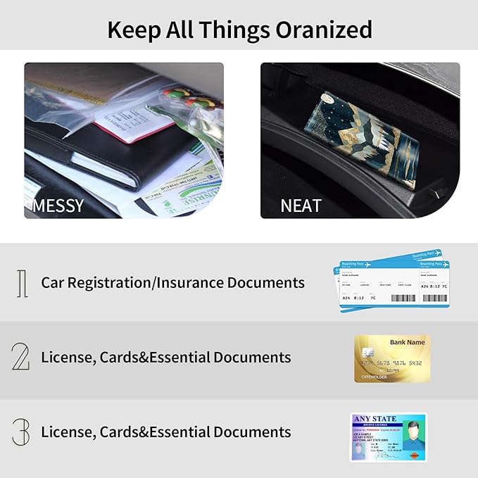 Car Registration and Insurance Holder,Cool Car Accessories for ID, Driver's License Cards & Essential Document,business cards,Men&WomenGreen Golden Mountain